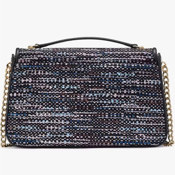 NWT-Kate Spade-Carey Tweed Medium Flap Shoulder Bag-Dark Navy & Black Multi-$499 - Picture 13 of 15